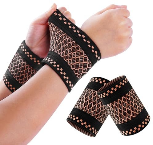 AOOWU Handgelenk Bandagen, 2 Stück Atmungsaktivem Wrist Wrap Handgelenkbandage, Handgelenkstütze Bandage, Fitness für Sport,Gymnastik,Krafttraining,Sportschutz(M)