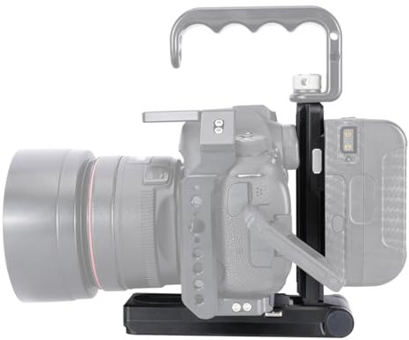 2 In 1 V-Mount Battery Plate, L-Shape Foldable V Lock Battery Mounting Plate with Arca-Swiss Baseplate & Standard Plate Double Quick Release Plate for DSLR Camera Switching Tripod Mount