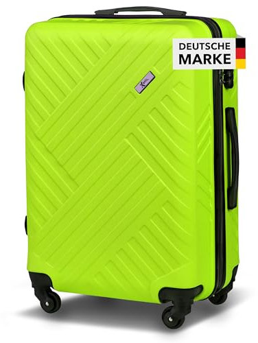 Xonic Design Reisekoffer - ABS Hartschalen Koffer mit 360° Leichtlauf-Rollen - hochwertiger Trolley mit Zahlenschloss in M-L-XL oder Set (Neon Grün, XL)