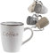 MA MAISON Set 4 Tazze Mug 360 ml con Scritta Coffee e Stand in Metallo - Tazza da Caffè Grande, Cappuccino e Colazione - Tazze in Porcellana Resistente Colori Moderni