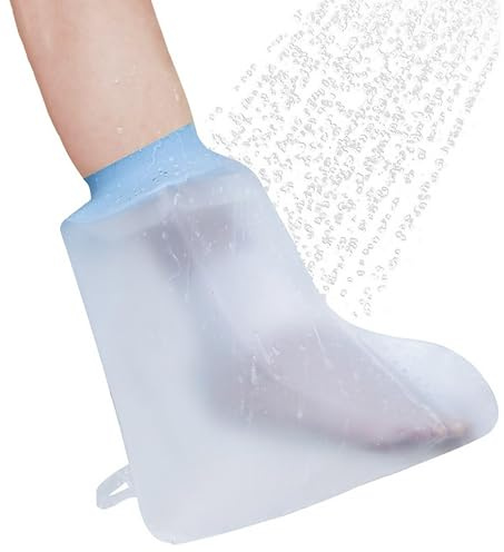 Neyeau Waterproof Foot Cover for Shower, Shower Boots for Injured Feet Reusable, Non-slip, Watertight Protection for Ankle, Foot, Toe