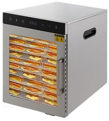Dörrautomat 10 Etagen Edelstahl Obsttrockner 800W 30-90°C Dörrgerät Dehydrator mit Timer LED Lebensmittel Trockner 36L für Fleisch Obst Blumen