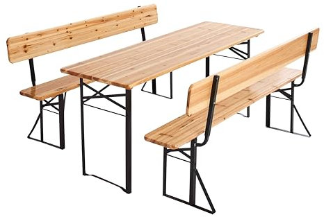 MobEventPro Brasserie-Set mit Tisch 180 cm und Bänken mit Rückenlehne