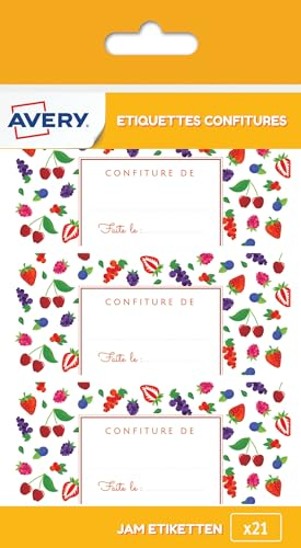 Avery 21 Etiketten für Marmelade, rote Früchte, 95 x 40 mm