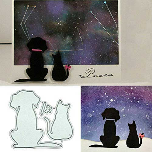 Hund Katze Stanzschablone Stanzform, Metall Stanzbögen Stanze Stanzrahmen Schablone zur Scrapbooking Karten Silber