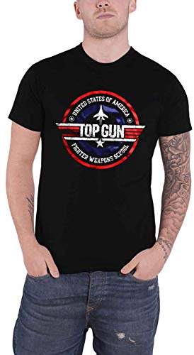 Top Gun Fighter Weapons School Männer T-Shirt schwarz M 100% Baumwolle Fan-Merch, Filme