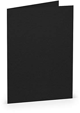 PAPERADO 25 Faltkarten DIN B6 - Schwarz gerippt - 220 g/m² - 12 x 16,9 cm - Blanko Doppelkarten Klappkarten Basteln Einladungskarten
