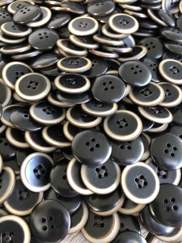 Hartmann-Knöpfe echt Steinnuss braun schwarz beige flach 4 Loch Knöpfe mit Rand (8 Stück) (15mm)