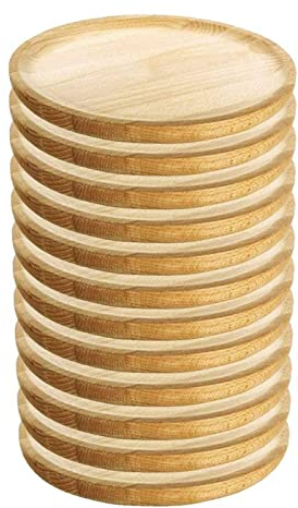 Tradineur – Pack de 12 platos de madera especial para pulpo, de 12,2 cm de diámetro y 1,9 cm de alto, vajilla madera, vajilla para comida, tabla pulpo, pizza, fuente para alimentación (12, 12 cm)