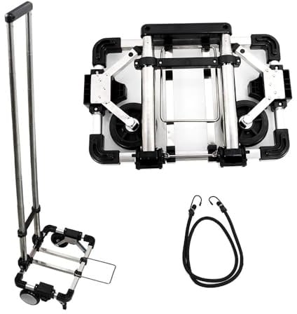 CNQLIS Faltbarer Sackkarren, tragbarer Tragewagen, kompakt, klein, leicht für Reisen/Auto/Umzug/Büro, 30,5 cm. H x 22,9 cm. Passend für die meisten Rucksäcke - 50,9 kg Leichter Sackkarre