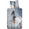 ESPiCO Bettwäsche Trendy Bedding Schneepferd Horse Schnee Winter Mähne Schweif Tiermotiv Flanell, Größe:135 cm x 200 cm