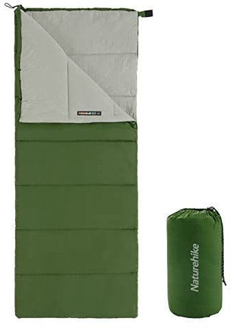 Naturehike Schlafsack für Erwachsene, Leichter Rechteckiger Spleißbarer 3 Jahreszeiten Schlafsack für Drinnen und Draußen (Grün)