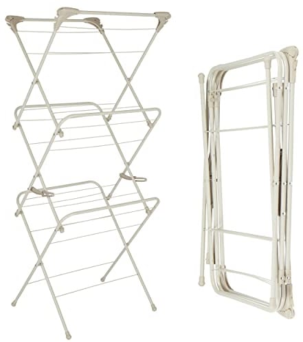 Salter LASAL71717W2EU7 Warm Harmony Klappbar Wäscheständer - Ausziehbar Turmwäscheständer mit drei Ebenen, ausklappbare Seitenflügel für Kleiderbügel, kompaktes wäschetrockner stander, klappbar, beige