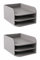 OSCO Grey Faux Leather Three Tier Designer Letter Tray | 2 Pack | A4 | Desk File Organiser | Paper Storage | Office Document Sorter | Paperwork Filing | No Assembly Required | H17 x W25 x D33.5 cm |