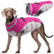 Kuoser Hundejacke Hundemantel für Große Hunde Winterweste Wasserdicht Hunde Wintermantel Jacke Winter Hunde Mantel Mit Geschirr Warme Winterjacke Hundepullover Haustier Skifahren Kostüm Rosa, XXL