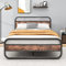 HOMERECOMMEND Double Size Bed Frame with Headboard,Oval-Shaped Platform Bed with Under-Bed Storage,Steel Slats Mattress Foundation Round Pipe Design,Brown