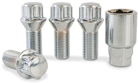 Precision - Locking Wheel Bolts Compatible With Renault Clio MK2 & MK3 - M14x1.5x26mm 60 Degree Taper Seat - Anti-Theft Wheel Security Bolts with Lug Nut Key Set