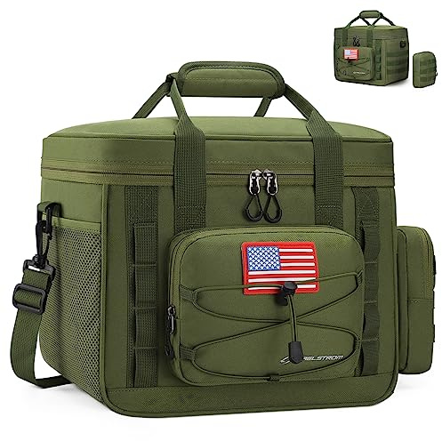Maelstrom Taktische Lunchbox 15/20/23L, Isolierte Kühltasche Auslaufsicher mit Abnehmbarer MOLLE Tasche, Große Lunch Tasche für Arbeit, Camping, Angeln, Picknick-Army Grün