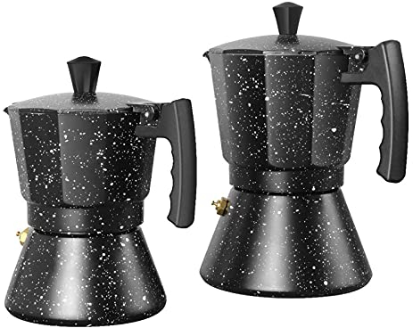 HWSY Cafetera Moka Pot de Aluminio de Grado alimenticio Cafetera Moka Cafetera Filtro Café molido Moka Pot Fácil de Usar (Color: Negro, Tamaño: 150 ml) (Negro 150 ml) (Negro 300 ml) Interesting