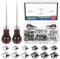 Glarks Lot de 402 rivets carrés de 10 mm et 8 mm - Noir et argenté - Rivets à quatre mâchoires carrées avec 2 alênes à pointe droite pour loisirs créatifs punk