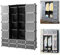 Izrielar 2X Kleiderschrank Regalsystem 16 Würfel Garderobe Kleiderschrank Offen Kunststoff Garderobenschrank mit Türen Schwarz 180 x 142 x 3