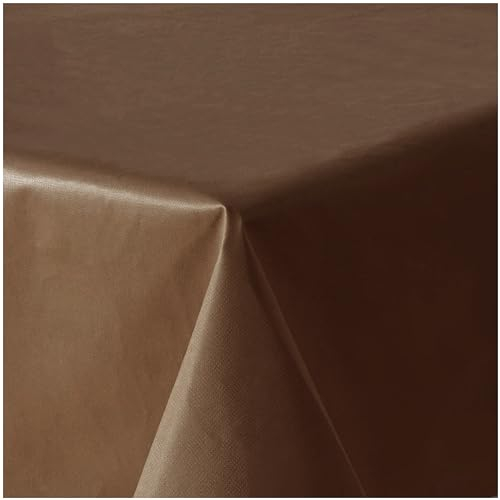 Wachstuchtischdecke Tischdecke abwaschbar PVC Plastik-Tischdecken Rund Oval Eckig Rechteckig Outdoor Wachs Gartentischdecke (Dunkelbraun Einfabig, Eckig 130x260cm)