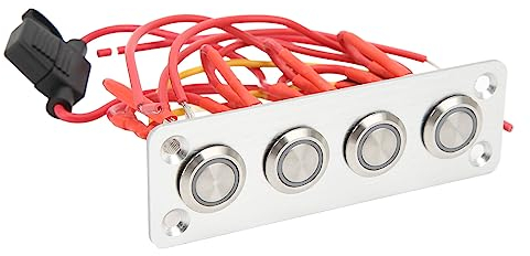 Pannello Interruttori a 4 Gruppi Luce Blu DC 12V 16A Interruttore a Pulsante in Acciaio Inossidabile Pannello di Controllo per Barche Camper