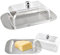 Salubohum Mantequera, Mantequillera de Acero Inoxidable con Tapa y Asa, Capacidad para 250 g de Mantequilla, Adecuada para Almacenar Queso, Platos Fríos, Pasteles, Postres y Frutas Pequeñas