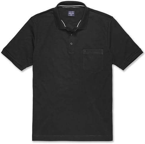 Marvelis Herren Poloshirt Quick Dry Polokragen Einfarbig Schwarz, Größe:4XL