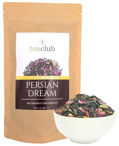 Persian Dream Té Negro Suelto 250g, mezcla de té negro persa con cardamomo pétalos de rosa flores de cártamo, TeaClub Té Negro