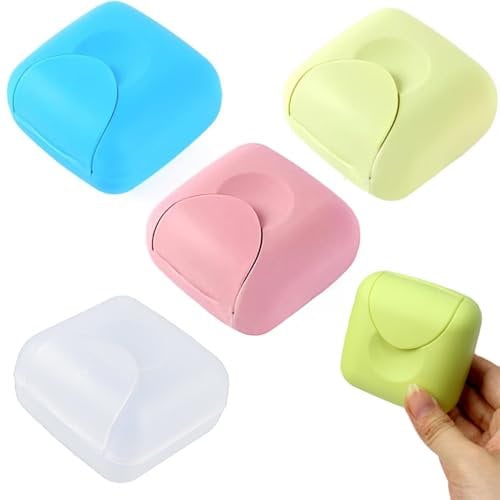 4PCS Travel Soap Case, Soap Bar Travel Soap Dish with Lid Waterproof Leakproof Square Small Soap Box Container Holder Closable Soap Holder Portable Soap Dish Travel for Shower Outdoor Hiking Camp Gym