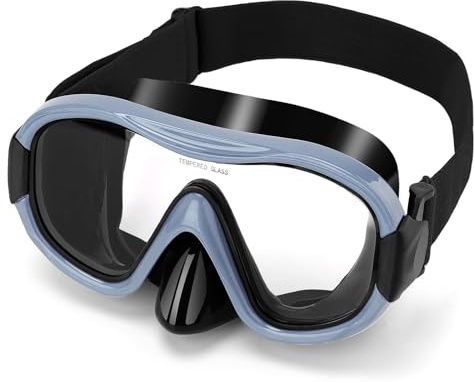Schwimmbrille Scuba Schnorchel Maske für Erwachsene, verstellbare elastische Strickband Schwimmbrille, gehärtetes Glas mit Panorama Scuba Snorkel Tauchmaske für Erwachsene