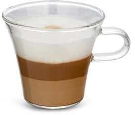 CUPERINOX Cappuccino-Tassen | Set mit 2 Tassen 200 ml aus Glas mit Griff | Borosilikatglas | für Kaffee oder Tee | spülmaschinenfest und mikrowellengeeignet | Aroma Series