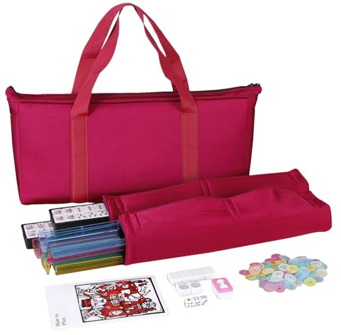 GjnjfdF Set De Mahjong US Mahjongg Portátil Completo, Reglas, Dados | 166 Azulejos Set Mahjong Pequeño Para Seniors Principiantes Mujeres para Aprendizaje y Hogar