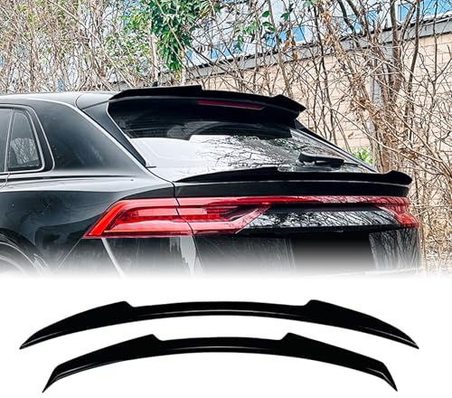 Heckspoiler für Kofferraum + Dachspoiler-Lippelippe für Audi Q8 SQ8 2019+ Glanzschwarz/Kohlefaser-Look