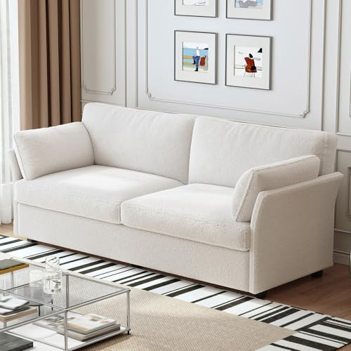 Guyii 2er Sofa Stoff 186 cm, modernes Wohnzimmer Sofa, Komfortables Polstersofa für Apartment und kleine Räume, Design Sofa, Sofas & Couches (Cremeweiß)