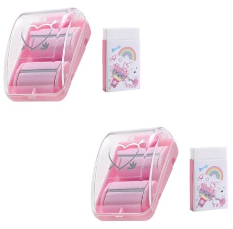 EXAOMBLE Kit Pulizia Casa 2 Set di Raccoglitori di Briciole Portatili in Plastica Rosa, Rullo Gomma Morbido Leggero per Ufficio e Casa