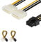 J&D 2-Pack 8 Pin PCIe vers 4 Pin LP4 Molex Adaptateur de Câble d'alimentation, 15cm, Noir