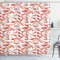 ABAKUHAUS Fisch Duschvorhang, Zierwassertiere, Stoffliches Gewebe Badezimmerdekorationsset mit Haken, 175 x 200 cm, Orange Weiss