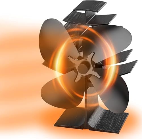The Three Musketeers Stove Fan, 4 Blade Wood Stove Fans Log Burner Fan,Silent Eco Friendly Heat Powered Fireplace Fan for Log Burner Fireplace(Black)