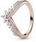 PANDORA Prinzessin-Wishbone Ring in Roségold mit 14 Karat rosévergoldete Metalllegierung und Cubic Zirkonia Steinen Timeless Collection, Größe 56