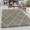 Carpetsale24 Hochflor Teppich Beige 140x200 cm Rauten Design Flauschig-Weich Langflor Wohnzimmerteppich Skandinavischer Stil Shaggy Teppich