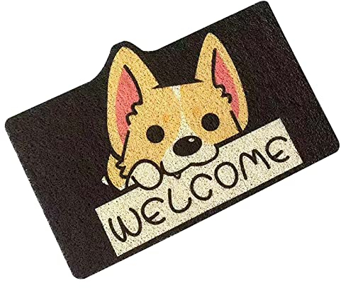 Longgouk Welcome Mat, Durable Indoor Door Mat, Stylish Cartoon Design, Non-slip, Soft and Elastic, Door Mats Are Suitable for Outdoor Doors, Entrances, Indoors (Yellow puppy)