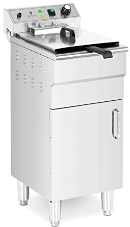 Royal Catering RCPKF 13DSH Friteuse Électrique Professionnelle Semi-Professionnelle Avec Robinet De Vidange Sur Pied 16 Litres Triphasé (5 000 W, 50-190 °C, 10 l d'huile, 400 V)