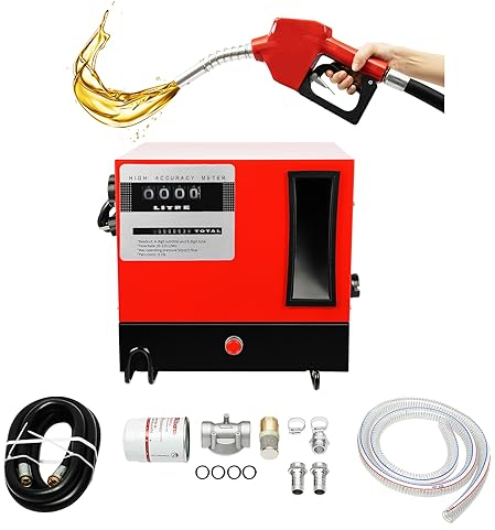 BJTDLLX Dieselpumpe Kraftstoffpumpe Selbstansaugend 230V 60L/Min 550W Heizölpumpe Abschaltautomatik Heizöl Pistole, Dieselschlauch 1 Zoll