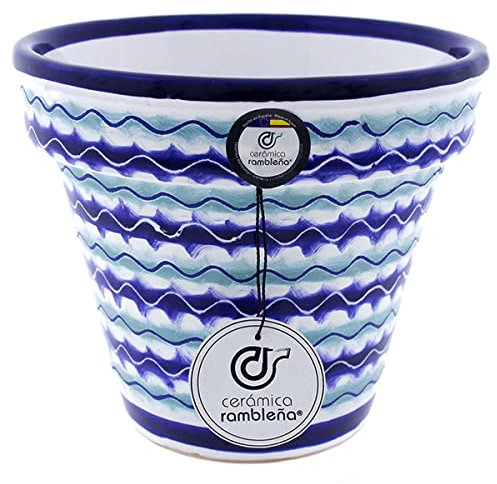 Céramique RAMBLEÑA | Pots de terre rouge | Pots décoratifs | Pots en céramique | Pot extérieur | Modèle D103 | Décoration 100 % faite à la main | 20 x 20 x 17 cm