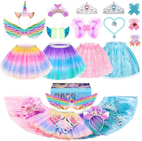 STOPKLAS Little Girls Dress Up Costume Set, Fairy and Mermaid Princess Dress Up Clothes Pretend Play Costume for Toddler Girl 3 4 5 6