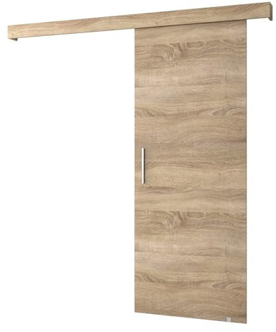 ABIKSMEBLE Salwador 1 Sistema de Puerta Corredera con Cubierta de Riel - Puertas Corredizas de Pared Interior - Puertas Empotradas en el Ático - Construcción Sólida - 90 x 204 cm - Sonoma