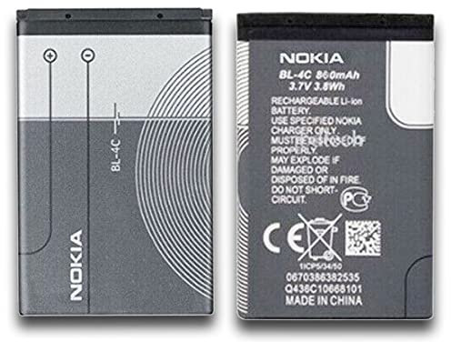 Genuine Original Replacement Rechargeable Nokia Battery BL-4C 860mAh 3.7V 3.2Wh For 2300/2650/2651/2652/3100/5100/6131/6260/6300/7270/6100/6170/6126 (BULK PACKAGING)