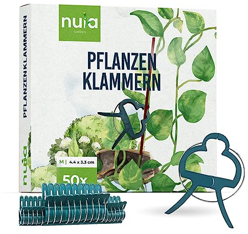 NUIA Pflanzen Klammern zum Pflanzen Binden: 50 Klammern für Pflanzen Größe M - Rankhilfe für Rosen, Tomaten, Weinreben, Kletterpflanzen UVM. - Rankhilfe für Zimmerpflanzen